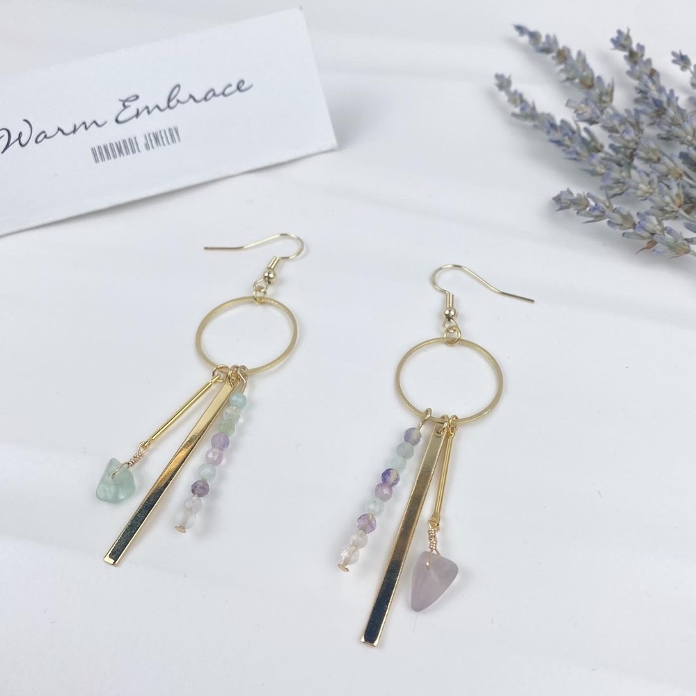 Fluorite Circle Dangling Earrings